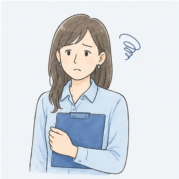 必要人数とのズレに悩む本部担当者のイラスト